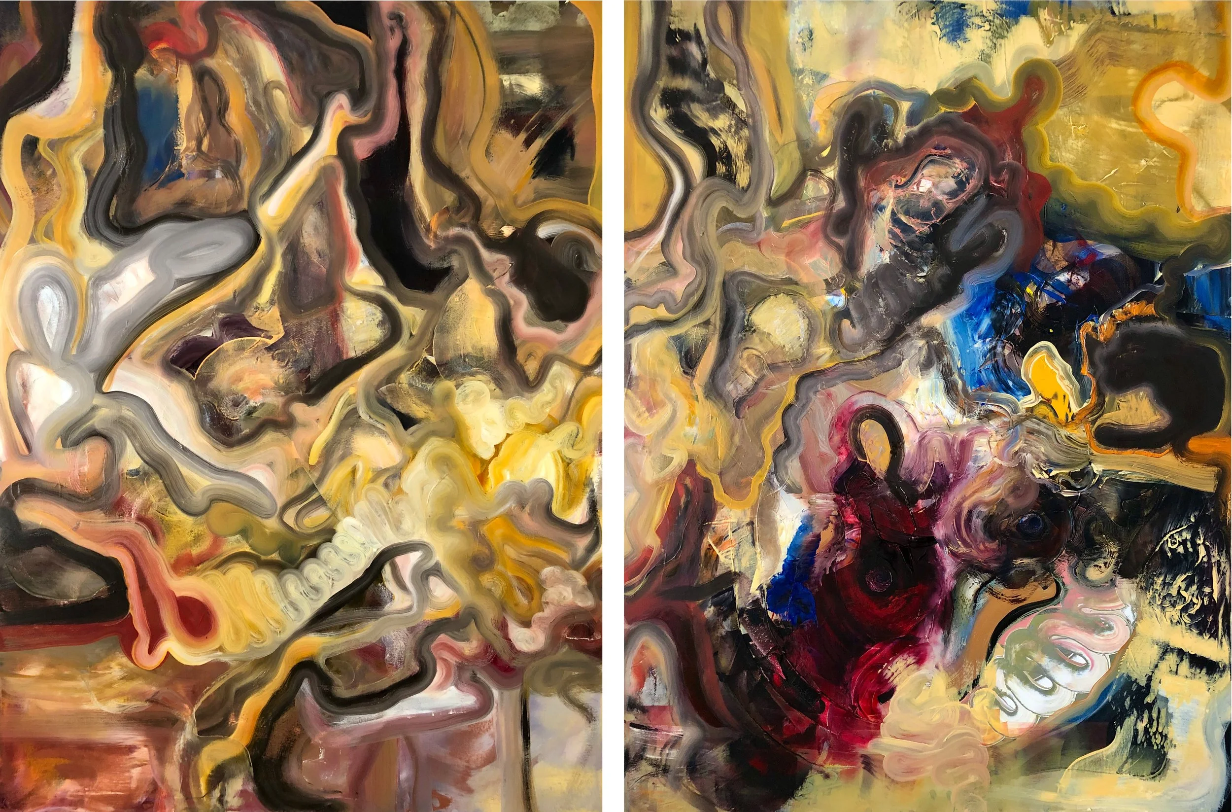 “Musings of Admittance” |
Oil on canvas | 
48” x 72” Diptych
