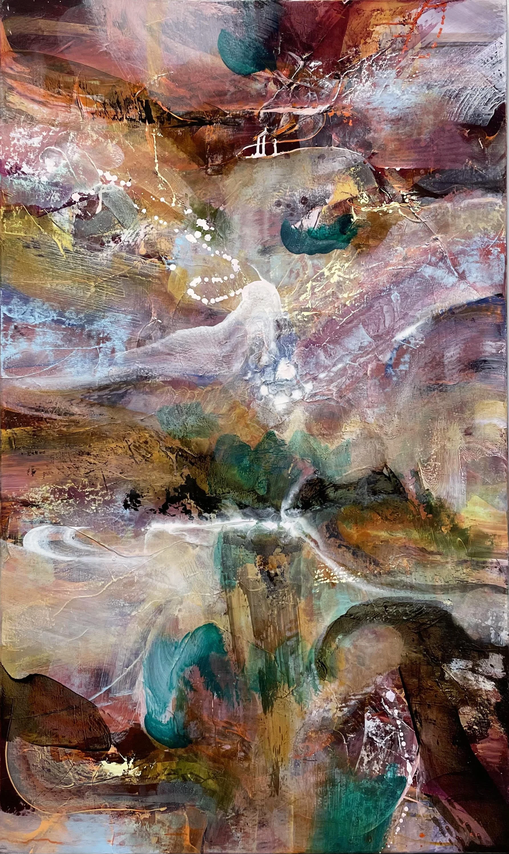 “Reanimated Liberties” | 
Acrylic and mixed media on canvas | 
60” x 36”