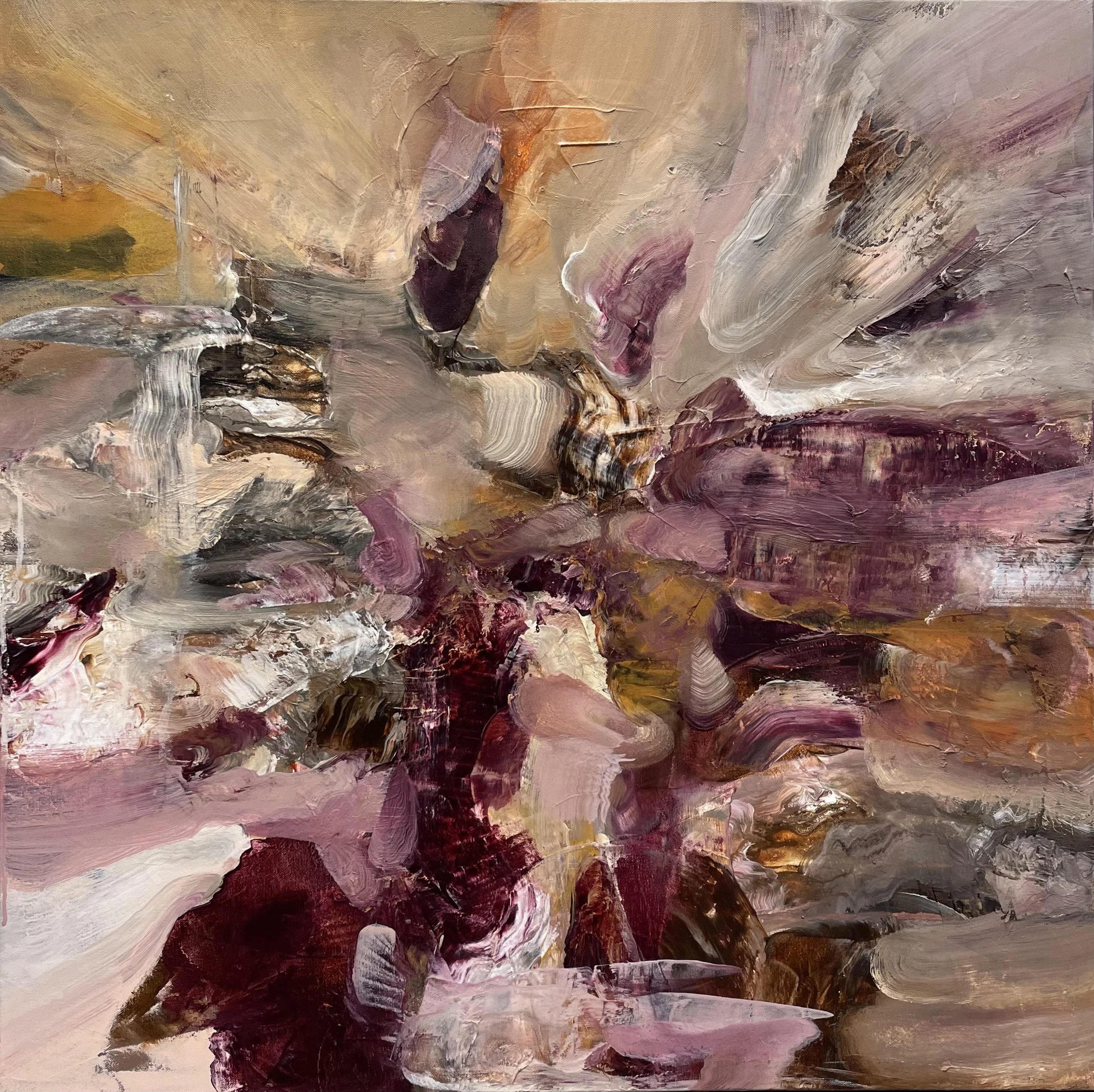 “Terraforming Sensuality” (SOLD) | 
Acrylic and mixed media on canvas | 
36” x 36”