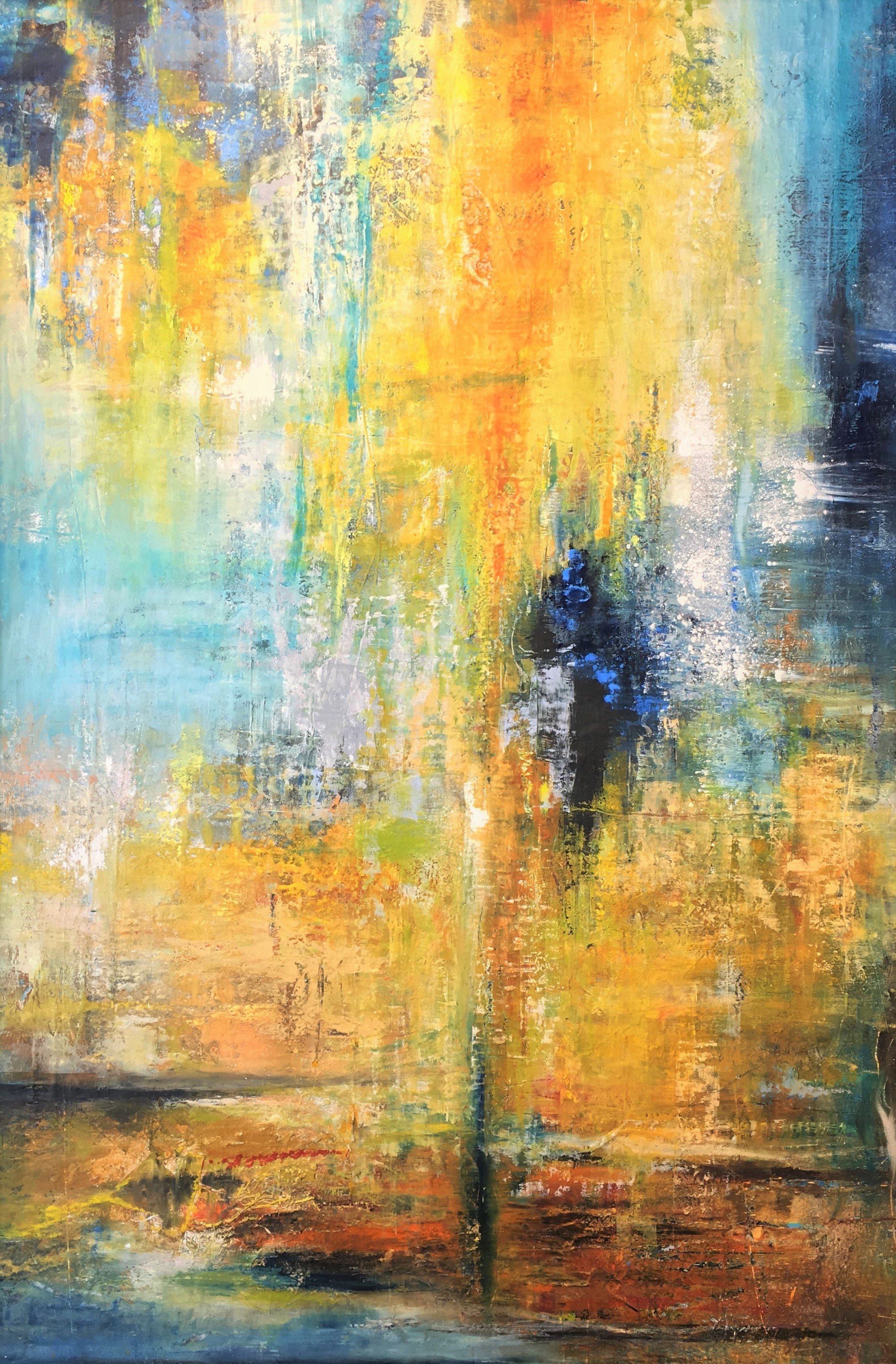 “Liberating Prophetic Possession” (SOLD) |
Cold wax and oil on wood panel | 
48” x 72”