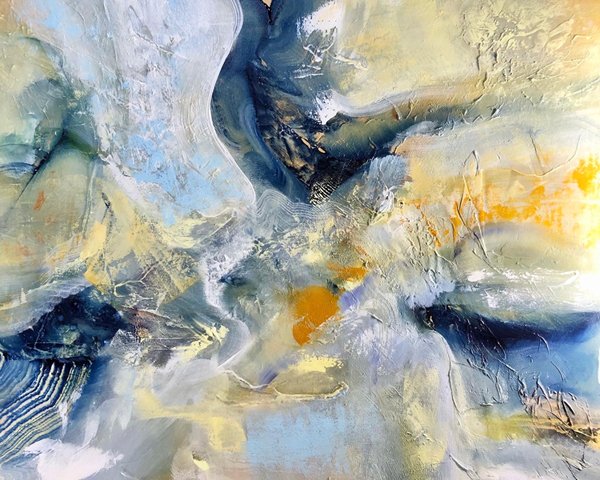 “Prosaic Discourse” | 
Acrylic and mixed media on canvas | 
48” x 36”