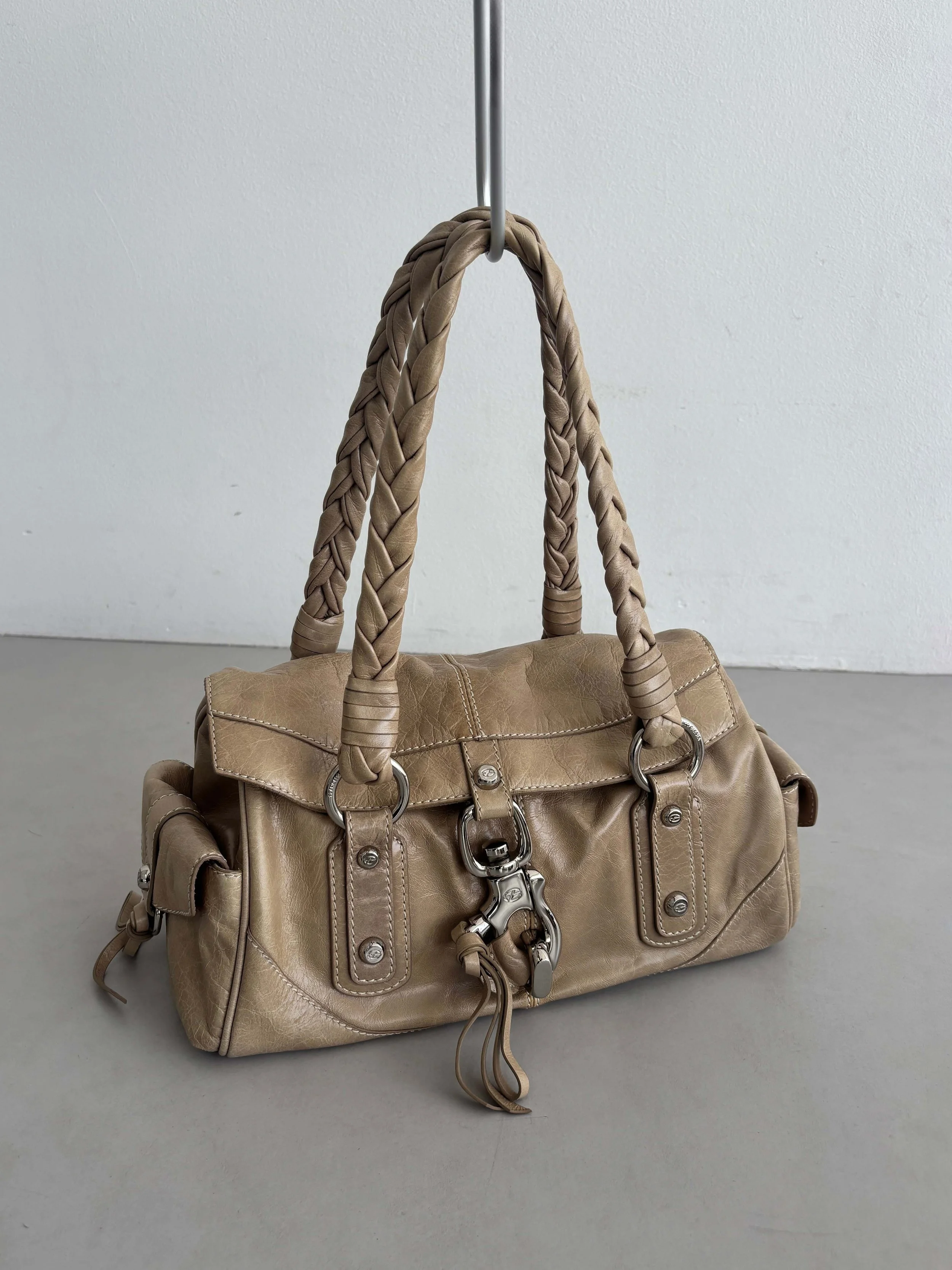 FRANCESCO BIASA TAUPE LEATHER SECRET LOVE BAG