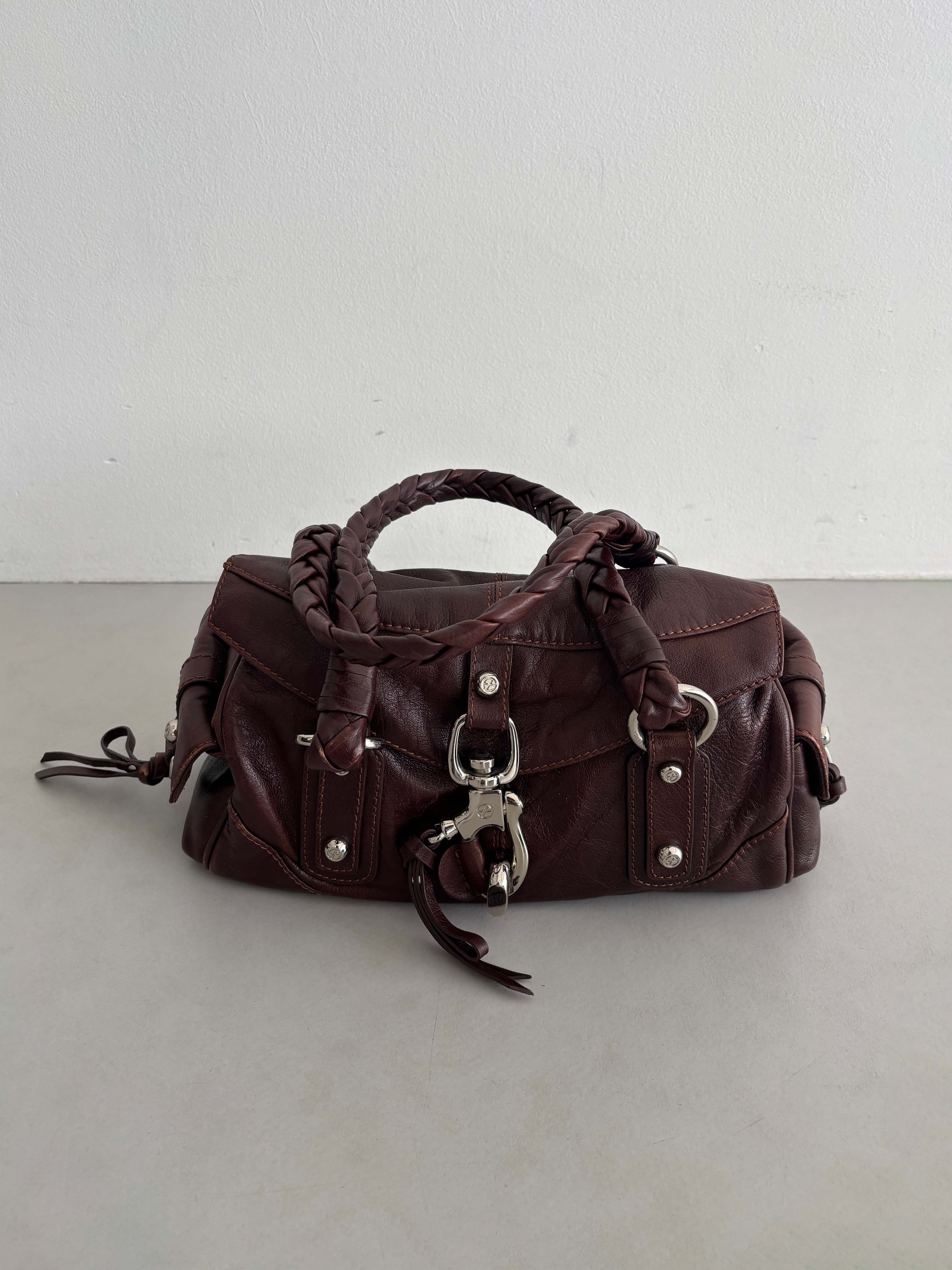 FRANCESCO BIASA BURGUNDY LEATHER SECRET LOVE BAG