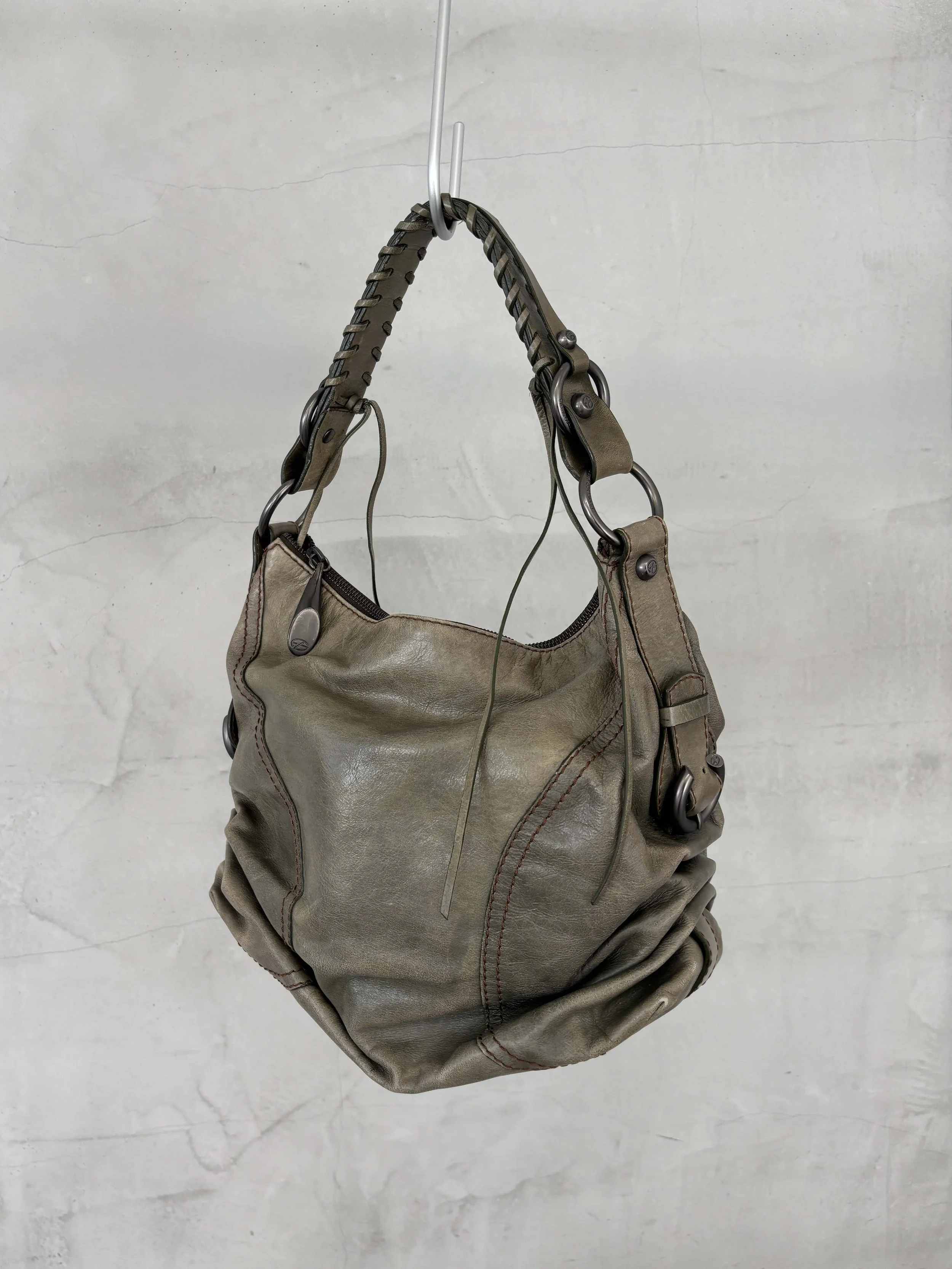 00S ITALIAN GREEN LEATHER SHOULDER BAG