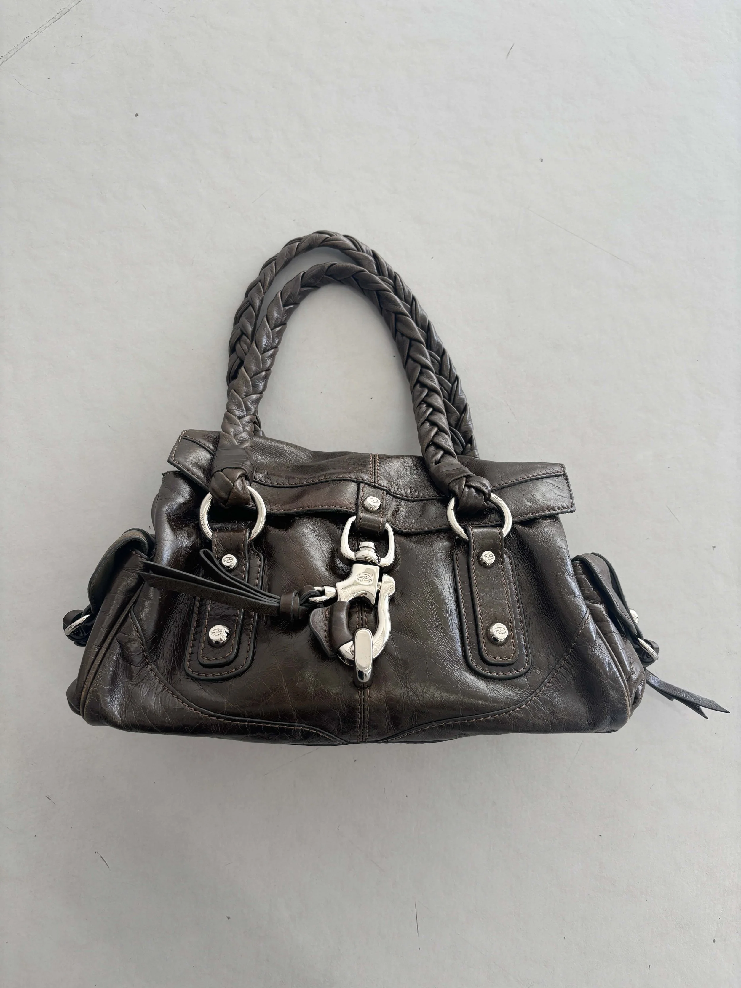 FRANCESCO BIASA BROWN LEATHER SECRET LOVE BAG