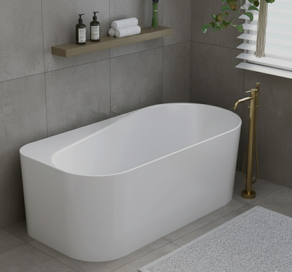 Vattaro Freestanding Bath Gloss White Bathroom Deals.png