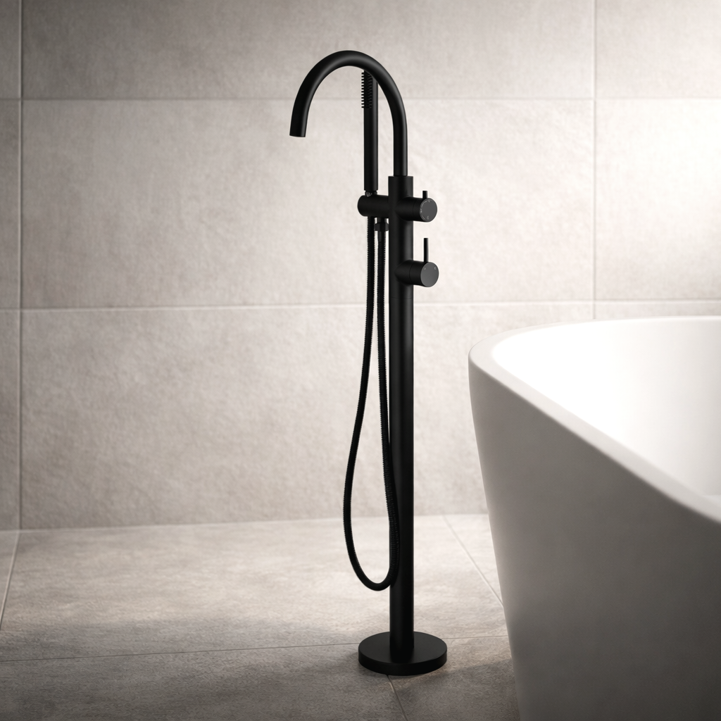 Lucito Bath Filler Floor Mounted Black