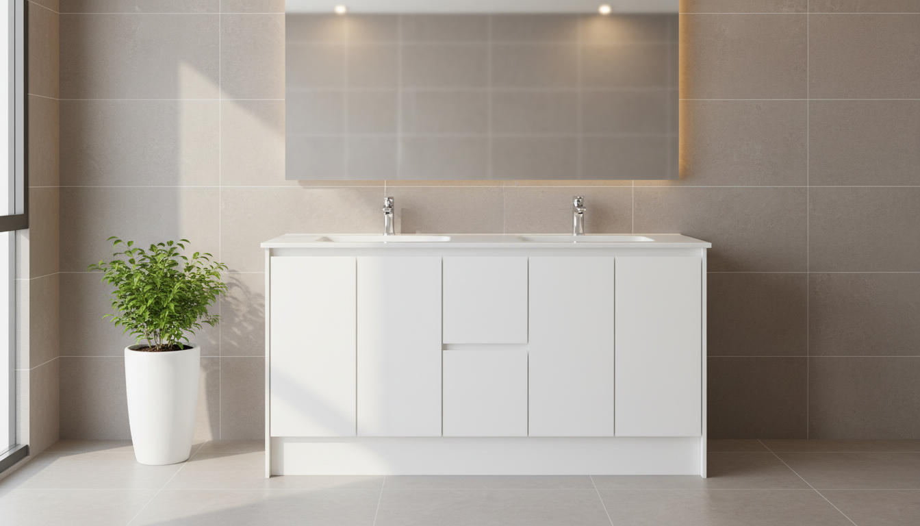 Akala 1500 Vanity With VC Double Bowl Top White