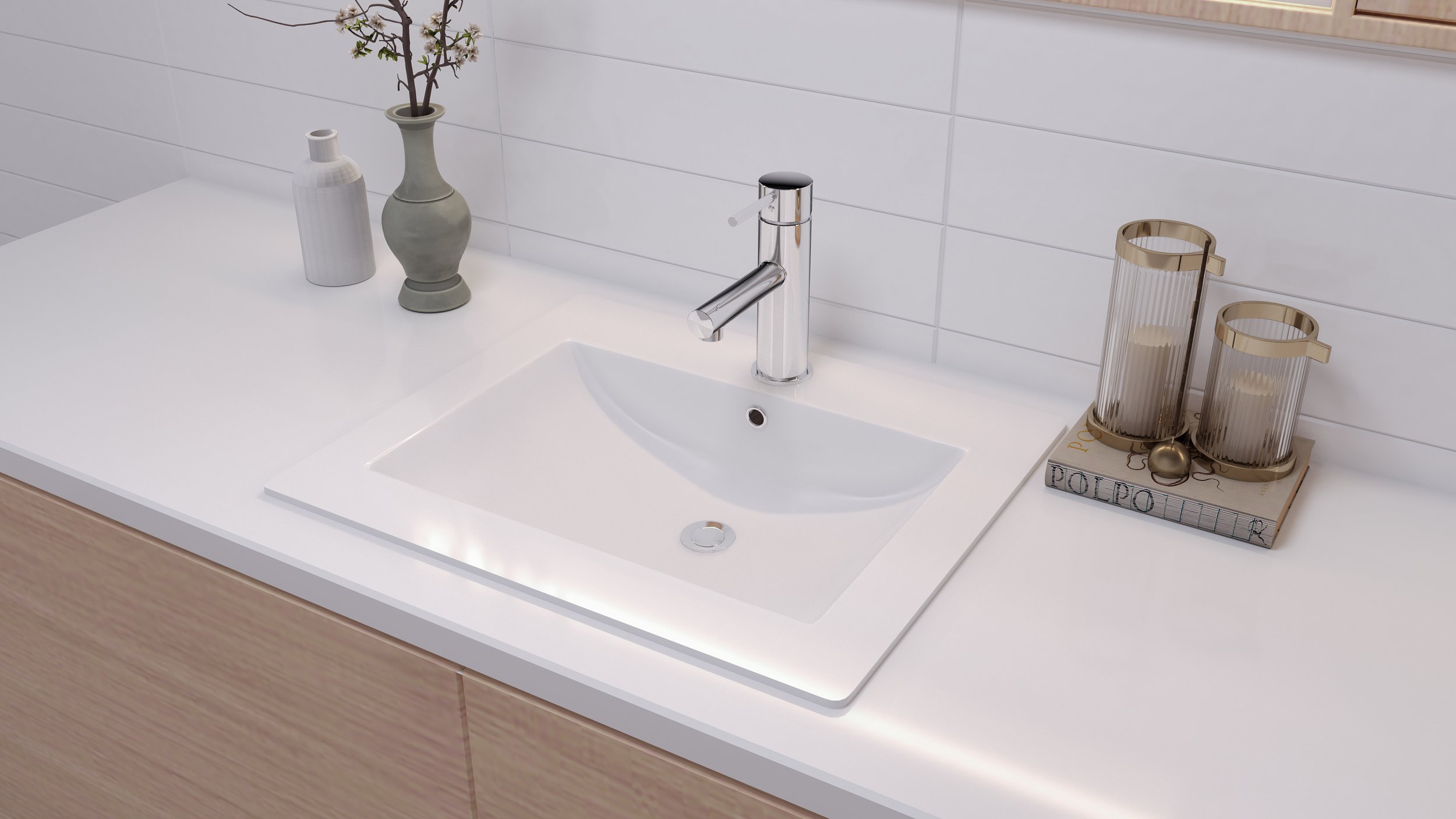 Balun 525 Rectangle Inset Basin White