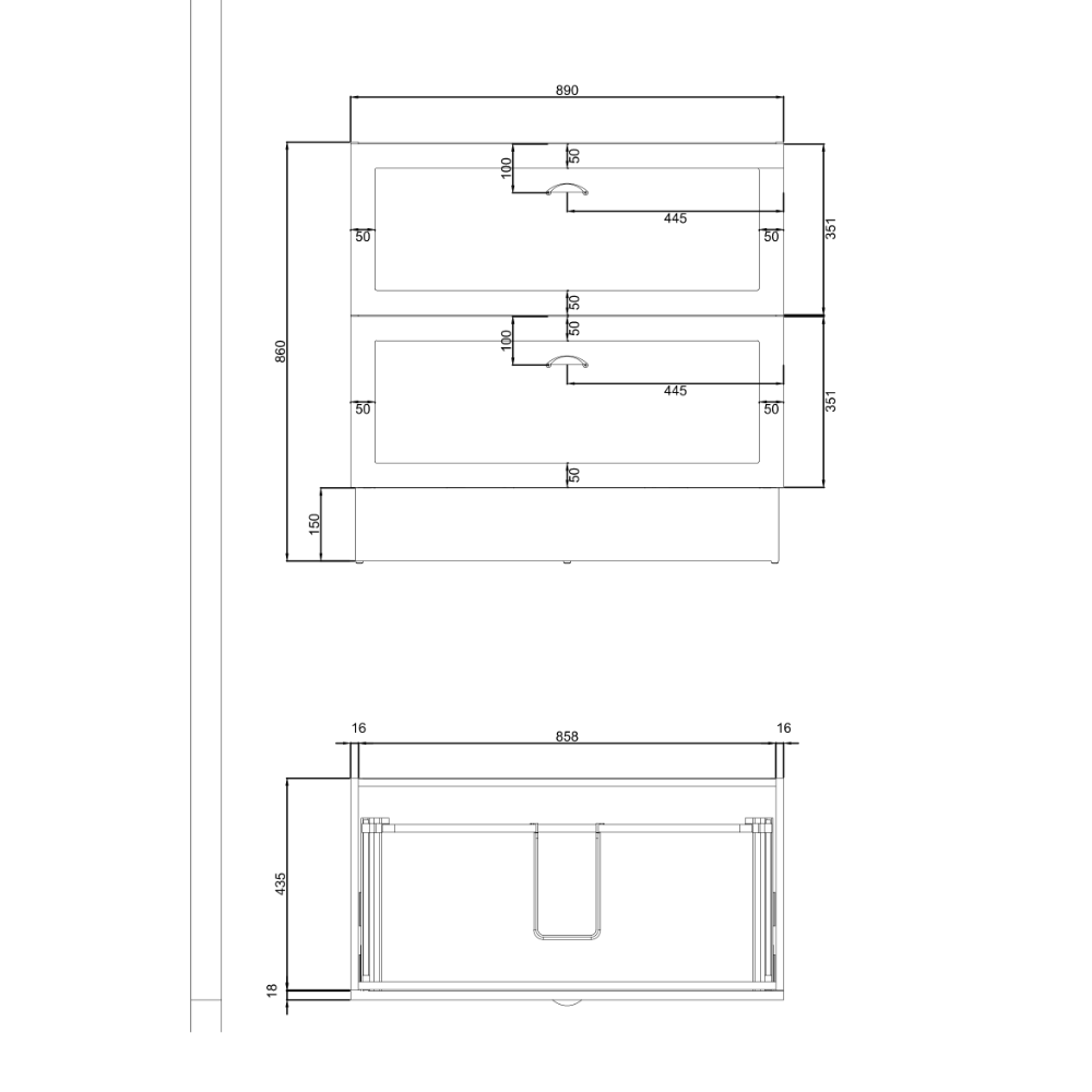Shaker 900 Double Drawer Cabinet Drawings.png