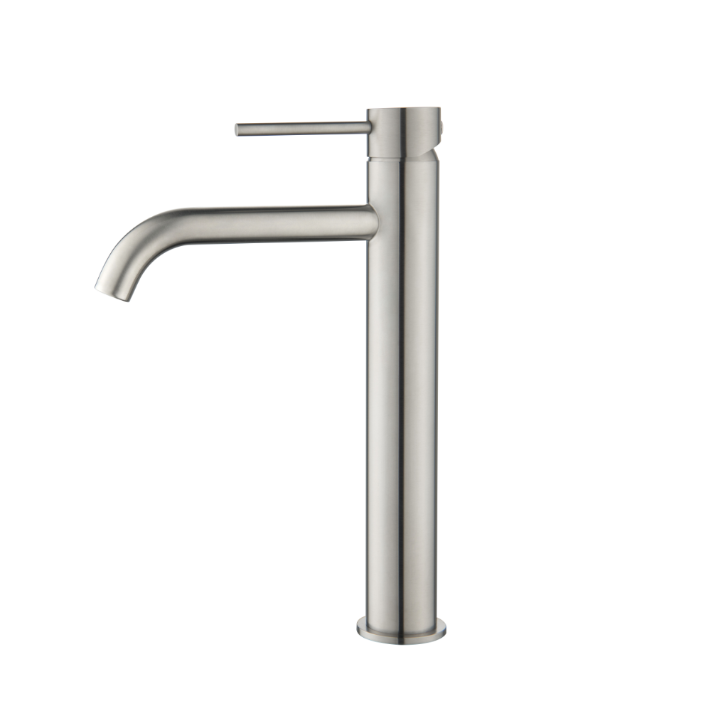 Lucito Tower Curved Spout Basin Mixer Brushed Stainless