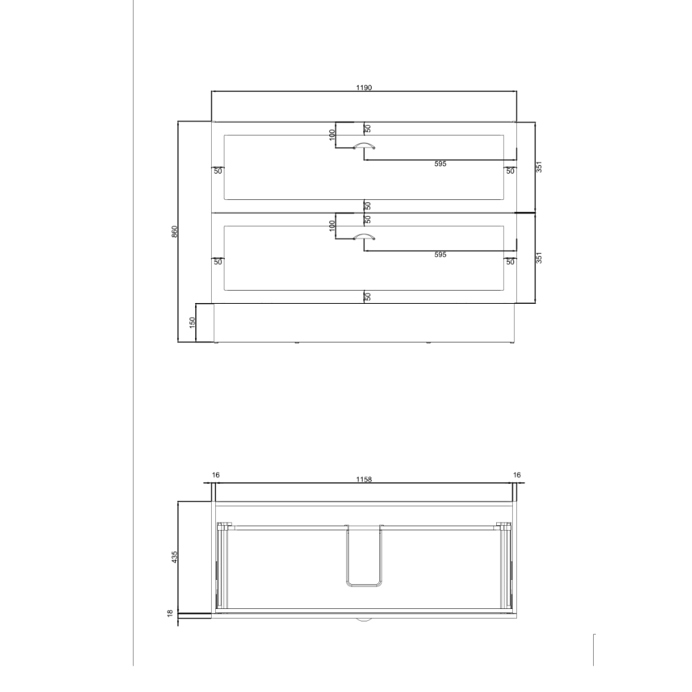 Shaker 1200mm Double Drawer Freestanding Vanity Dimensions.png