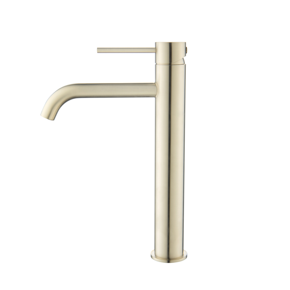 Lucito Tower Curved Spout Basin Mixer Brushed Brass