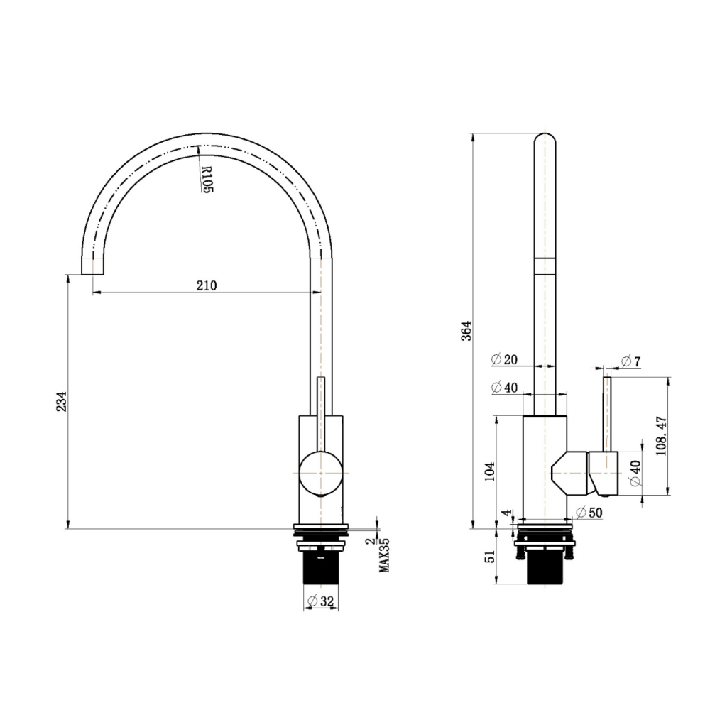 Lucito Gooseneck Sink Mixer Drawing Bathroom Deals.png