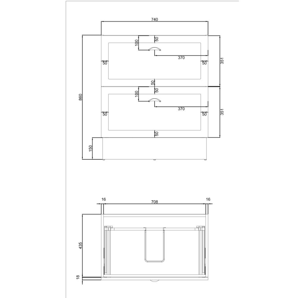 Shaker 750 Double Drawer Freestanding Vanity Dimensions.png