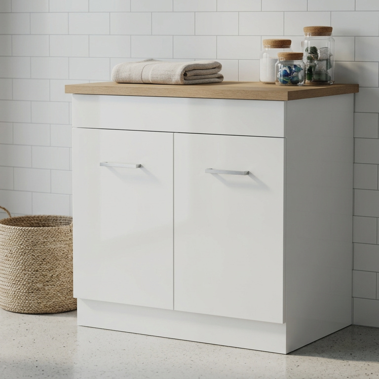 Brighton Laundry Cabinet And Oak Laminated Top