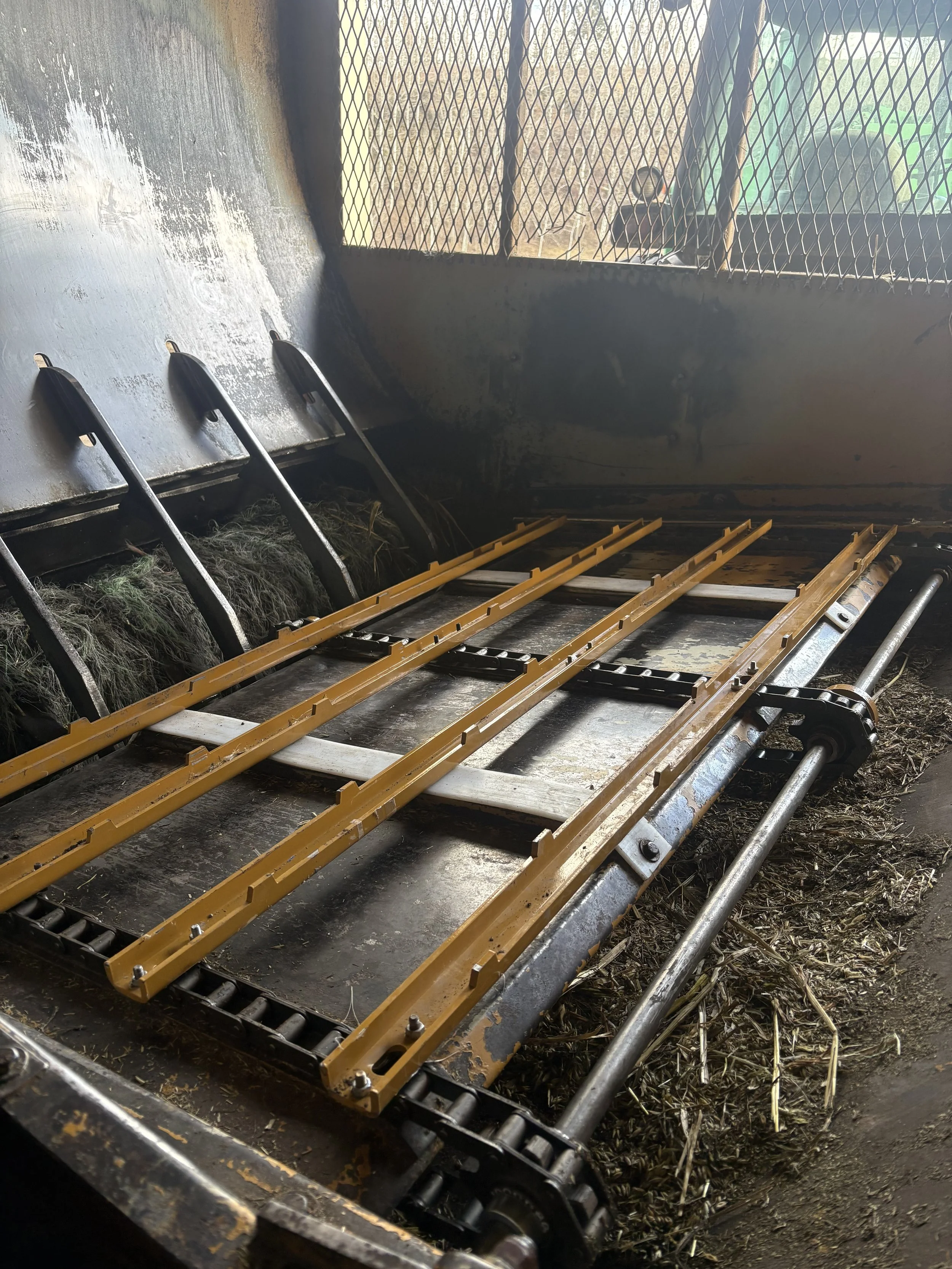 Bale shredder after. Maintenance performed and replaced a few parts that were needing to be replaced to ensure proper working condition of equipment.