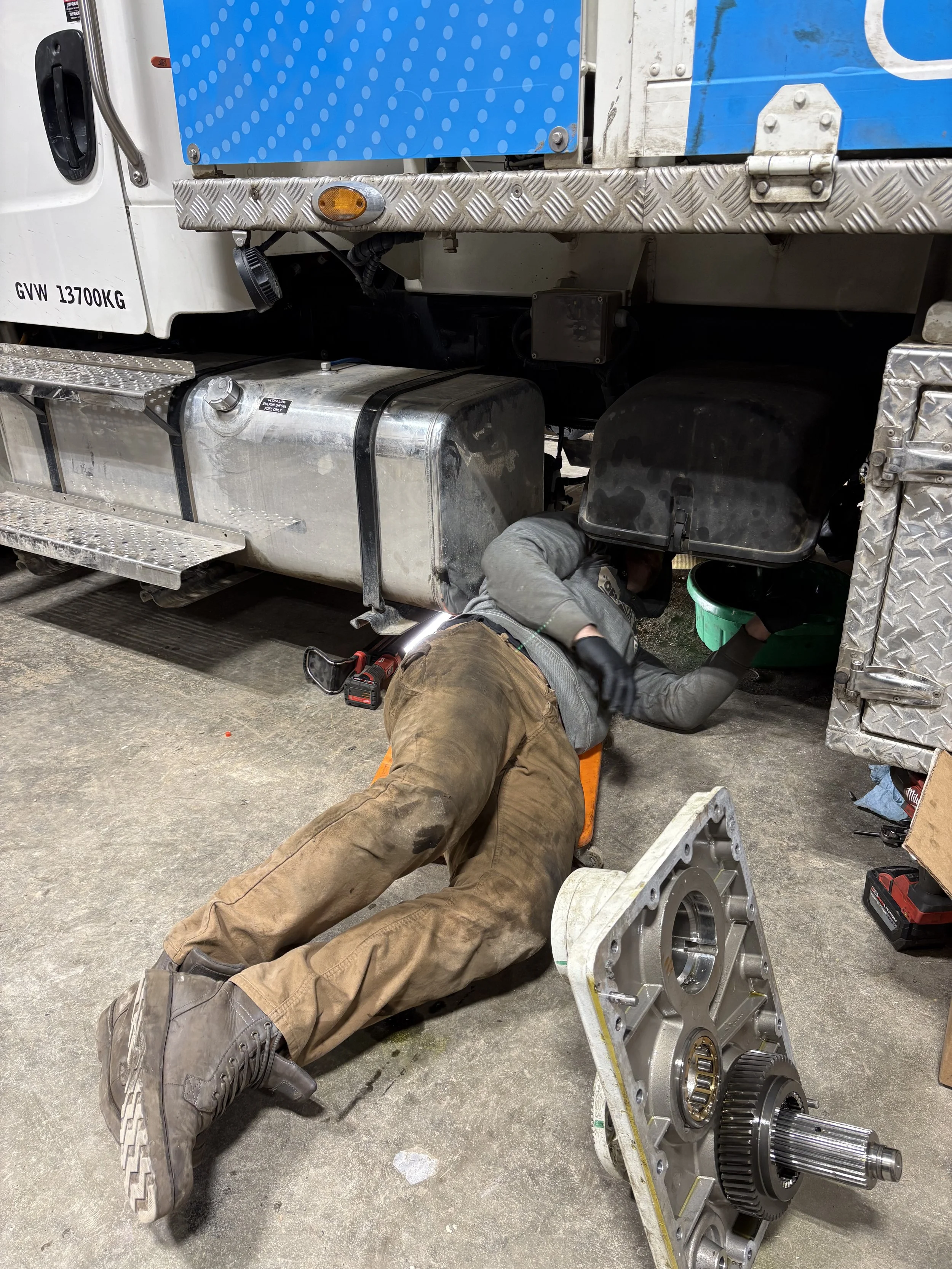 Successfully replaced the PTO gear box on this concrete truck