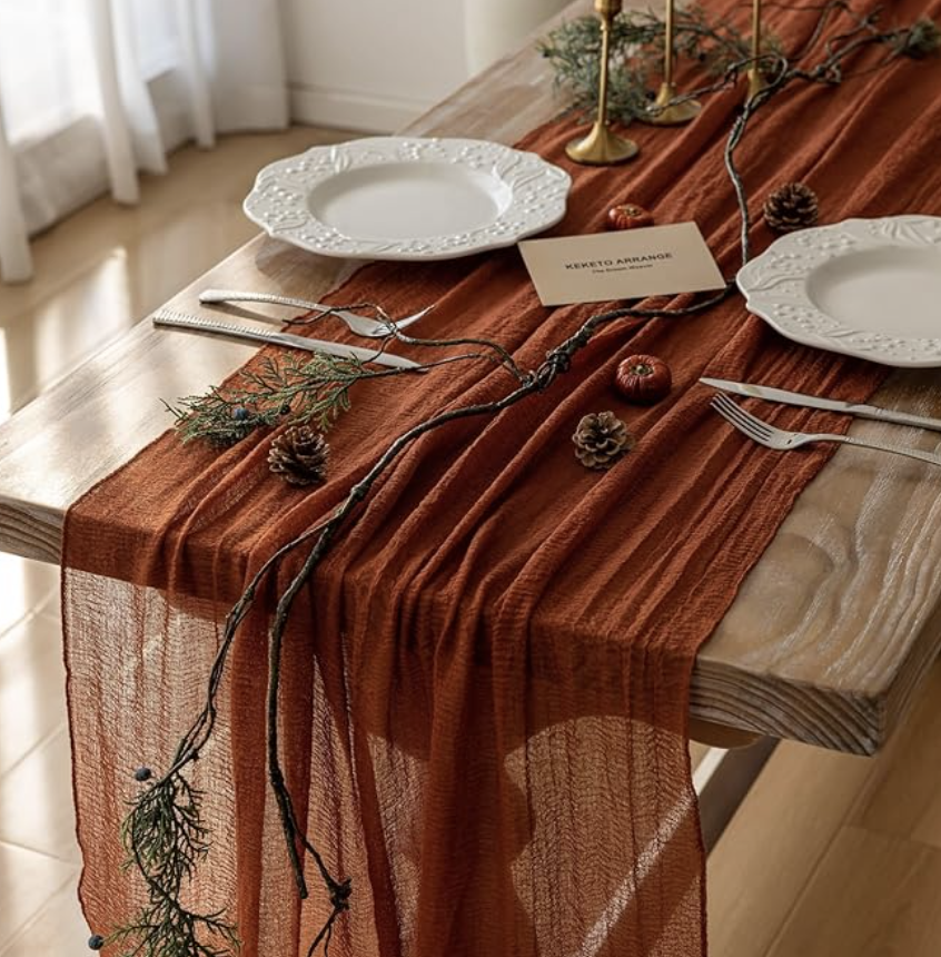 Terracotta Rust gauze table runner