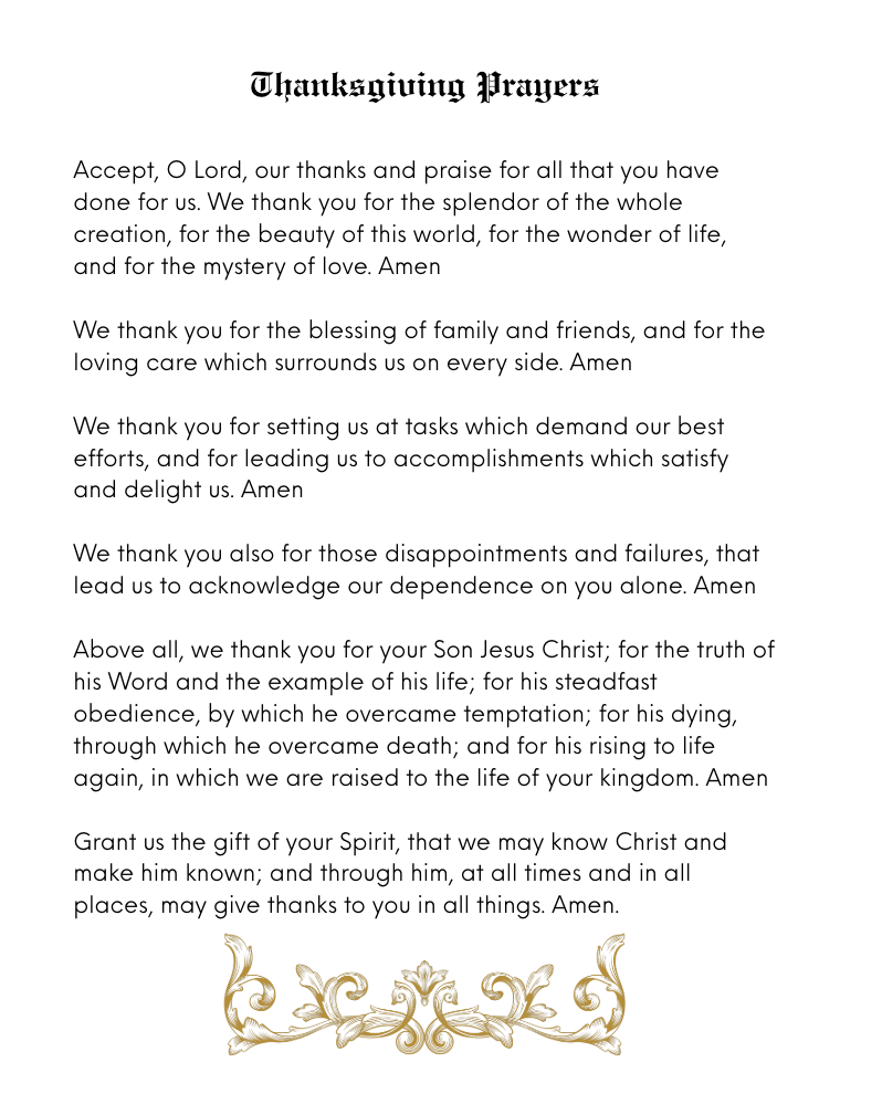 Thanksgiving Prayers