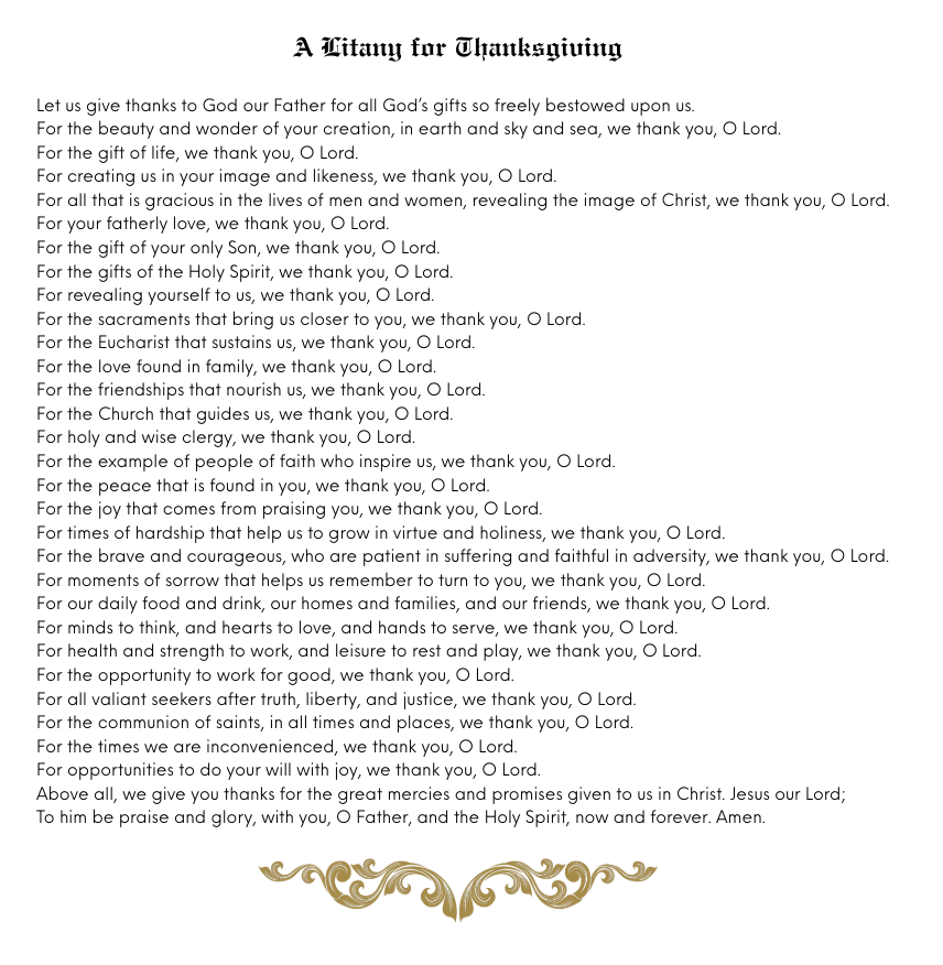 A Litany for Thanksgiving