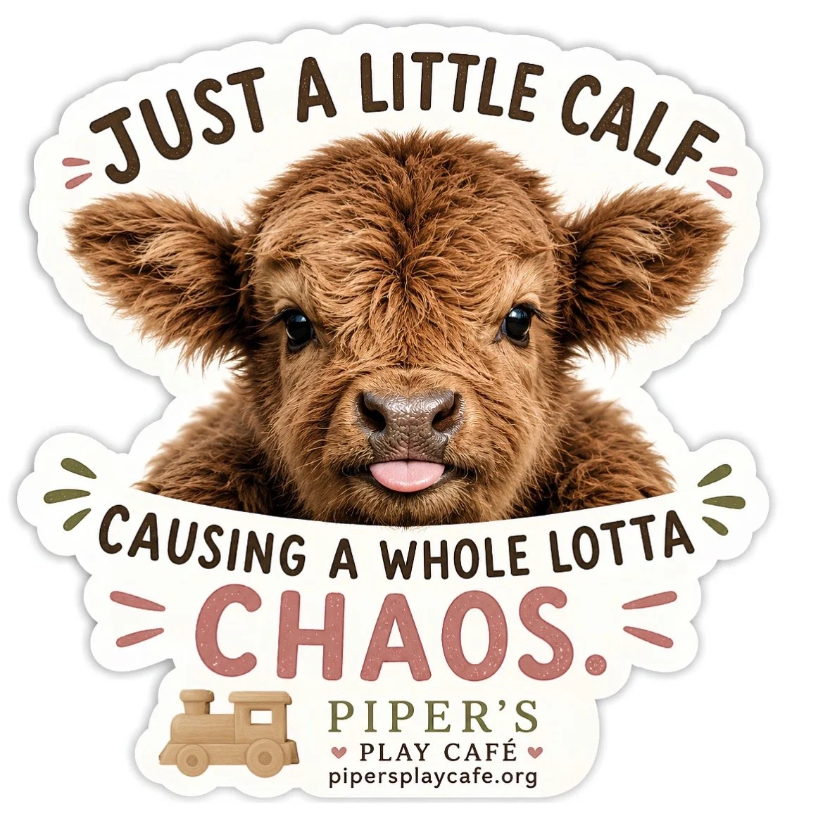 Little Calf Causing Chaos Sticker 2x2