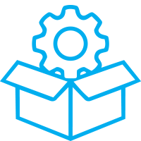 An open box with a gear icon above it, representing concepts of Manufacturing and Industrial Operations, safety and risk assessment. Highline risk consulting Australia.