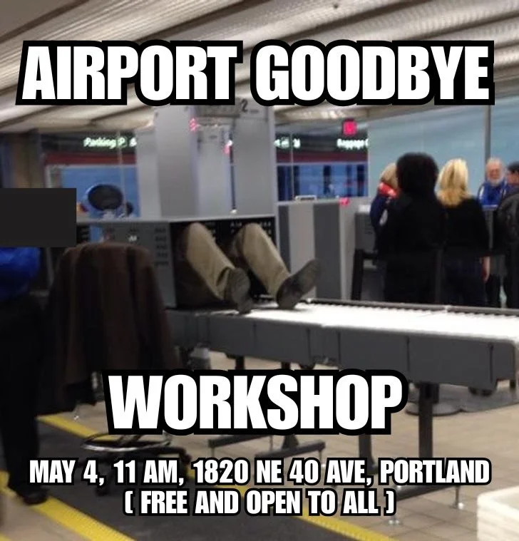Airports are the capital of goodbyes but we rarely think about the different ways that we say them. Join us for an experimental workshop exploring the ways that we part ways with eachother, investigating how the ritual shifts depending on the context