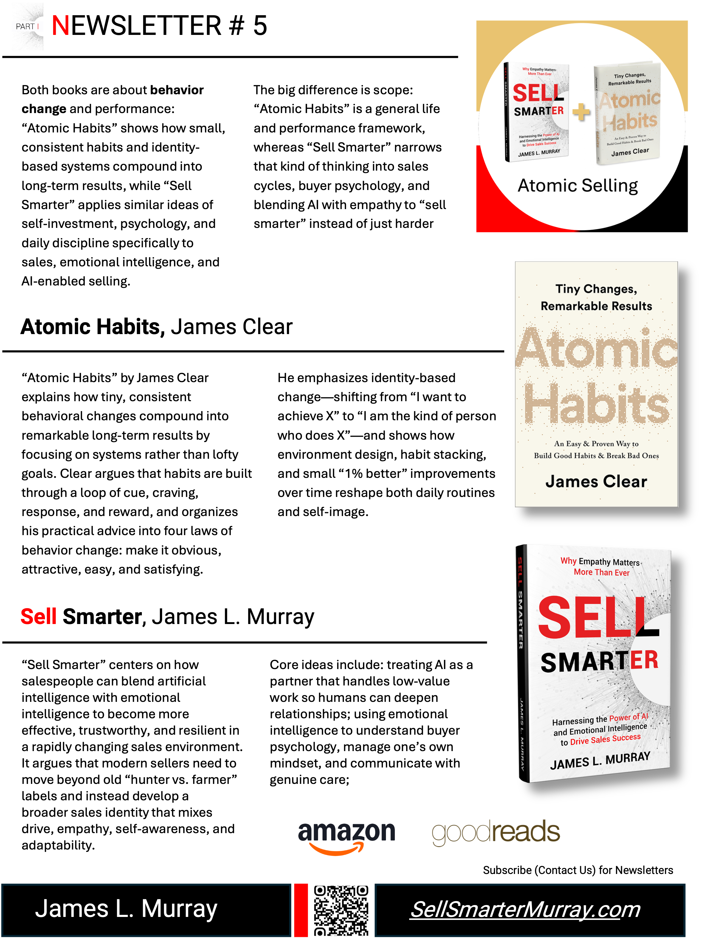 Newsletter #5 Behavior Change and Performance - Atomic Habits and Selling Smarter