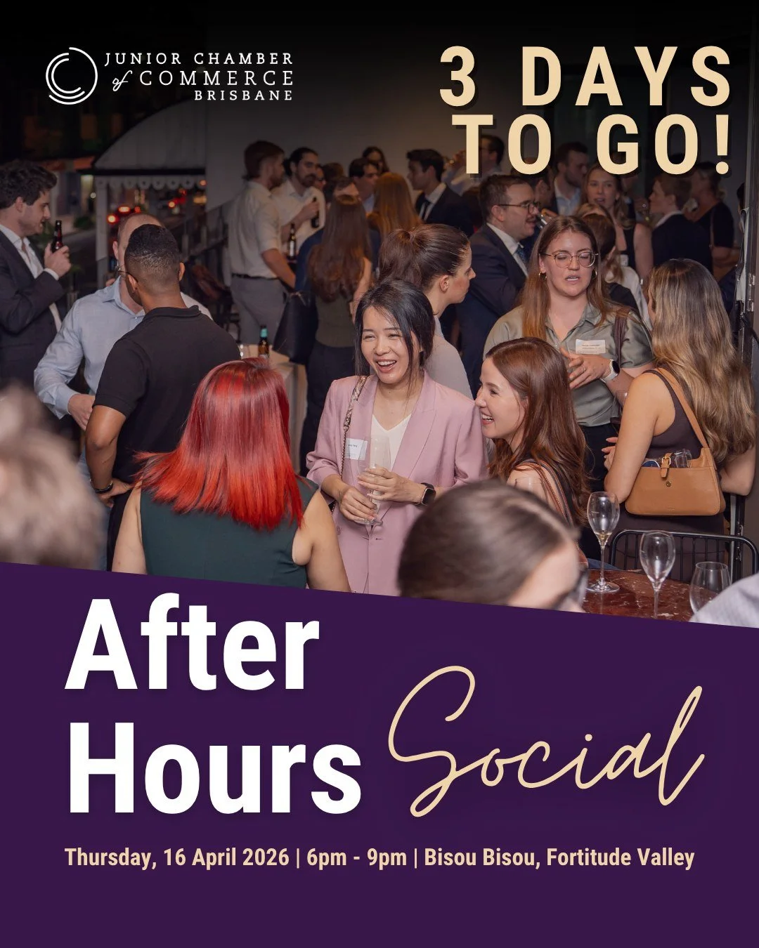 Brisbane&rsquo;s young professionals, need something to look forward to this week? With only 3 DAYS TO GO, our After Hours Social is almost here ⏳

Join us for an evening of meaningful conversations, new connections, and great company in a relaxed se