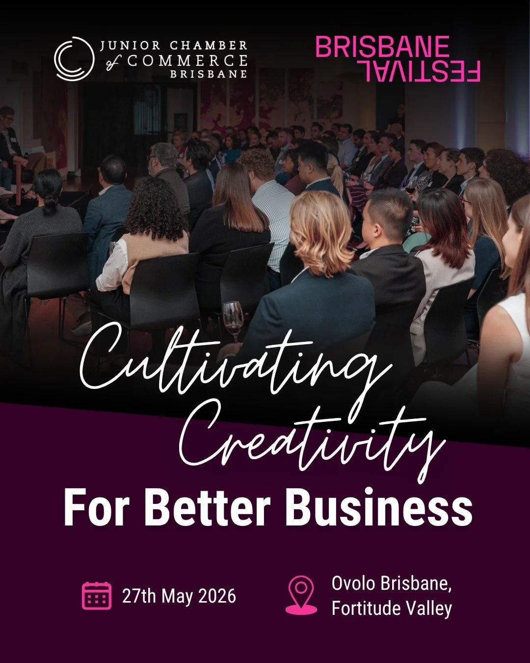 Strategy x Innovation x Creativity x Collaboration = Better Business. Join us and Brisbane Festival as we explore how creativity drives impact across industries.

Learn from:
&bull; Heidi Cooper, CEO, Business Chamber Queensland
&bull; Ebony Bott, Ar