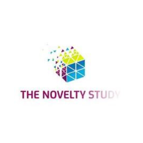 Logo featuring a colorful 3D cube made of triangles with text 'The Novelty Study' beneath it.