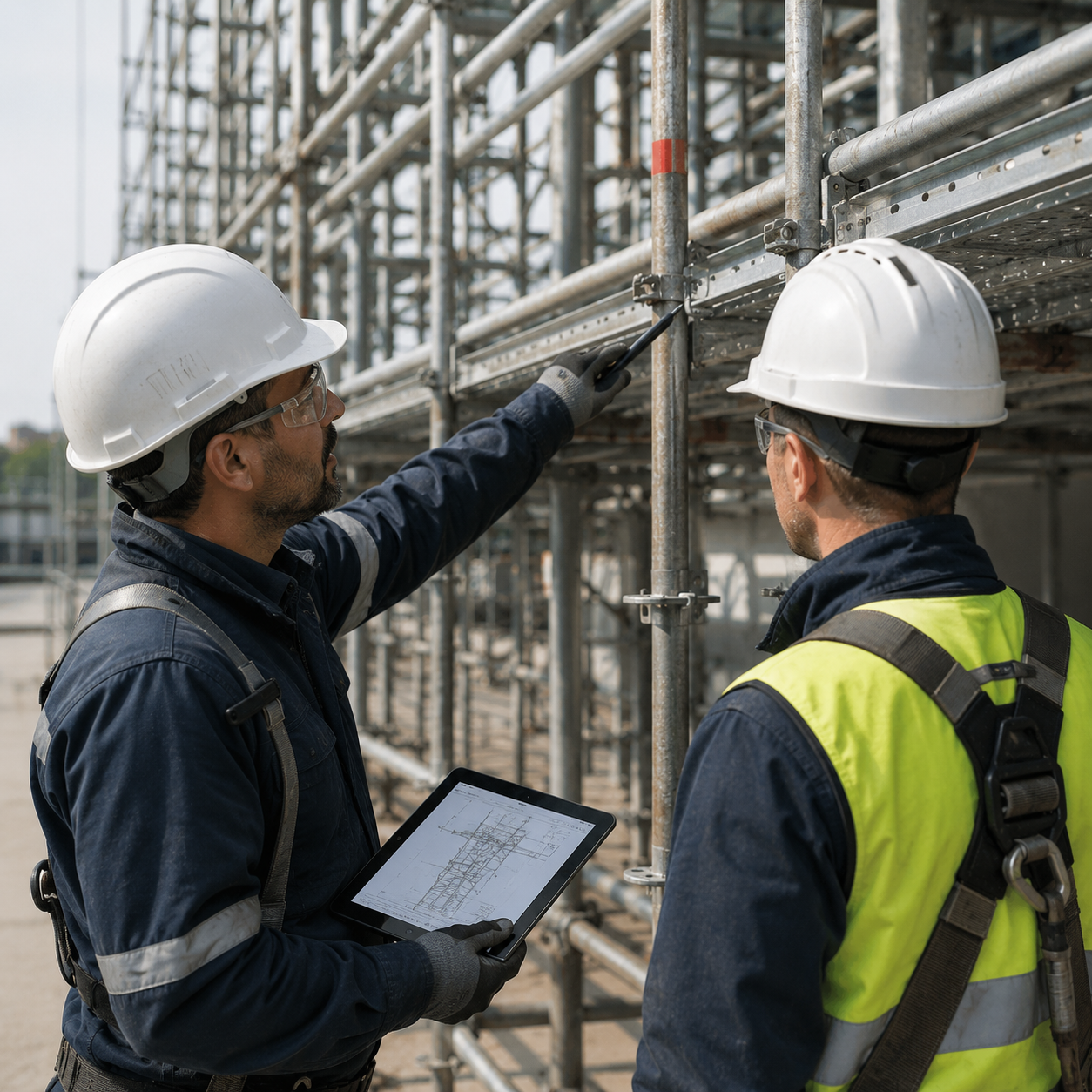 echniciens en assistance technique réalisant un suivi opérationnel sur installation industrielle.