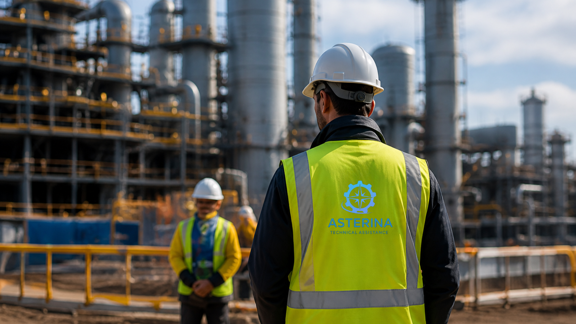 Technicien Asterina sur un chantier industriel spécialisé en assistance technique, sécurité HSE et supervision de chantier.
