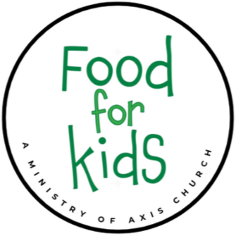 Logo with text 'Food for Kids' and 'A Ministry of Axis Church' in a circular design.