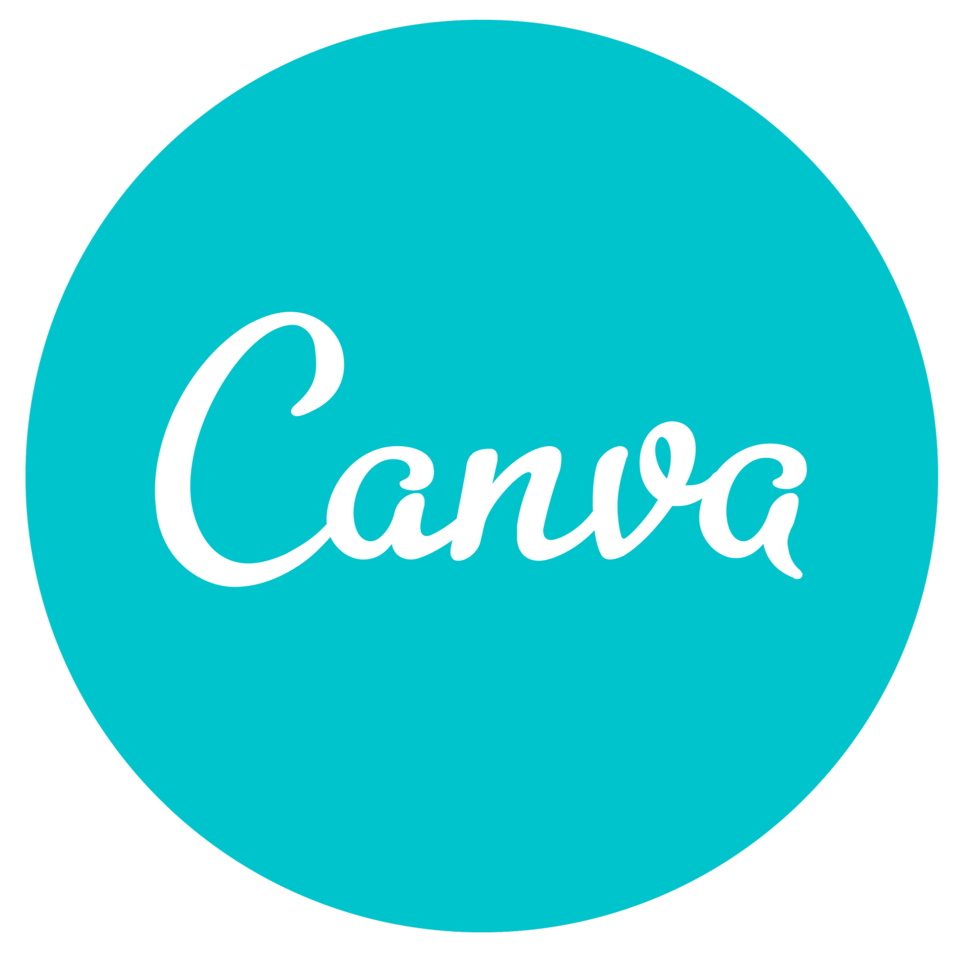 The Canva logo featuring white cursive text on a teal circular background.