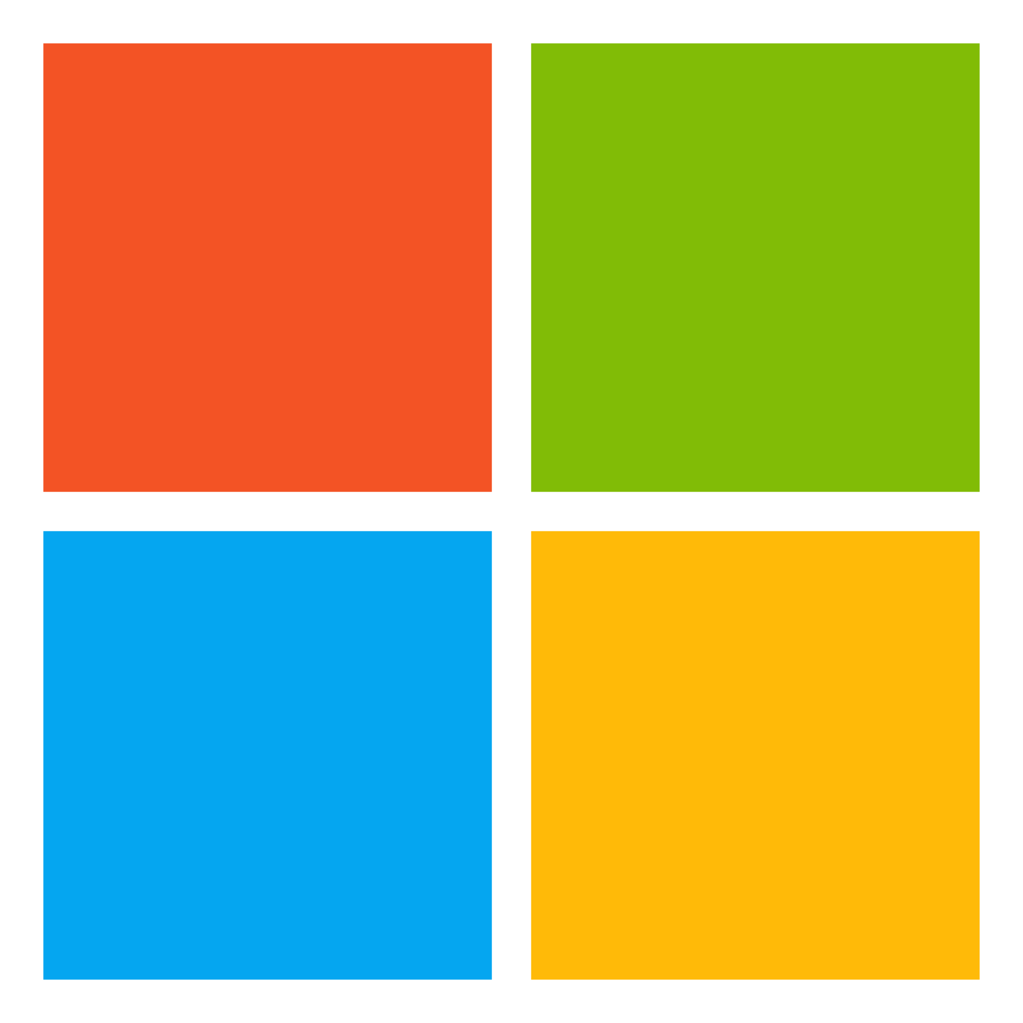 Four colorful squares arranged in a 2x2 grid with black borders on a white background. The top left square is red, the top right square is green, the bottom left square is blue, and the bottom right square is yellow.
