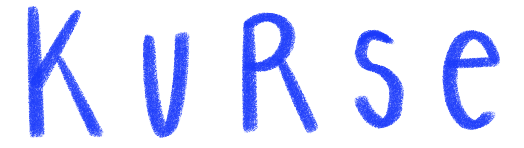 Der Schriftzug 'KURSE' in blauer Farbe auf schwarzem Hintergrund.