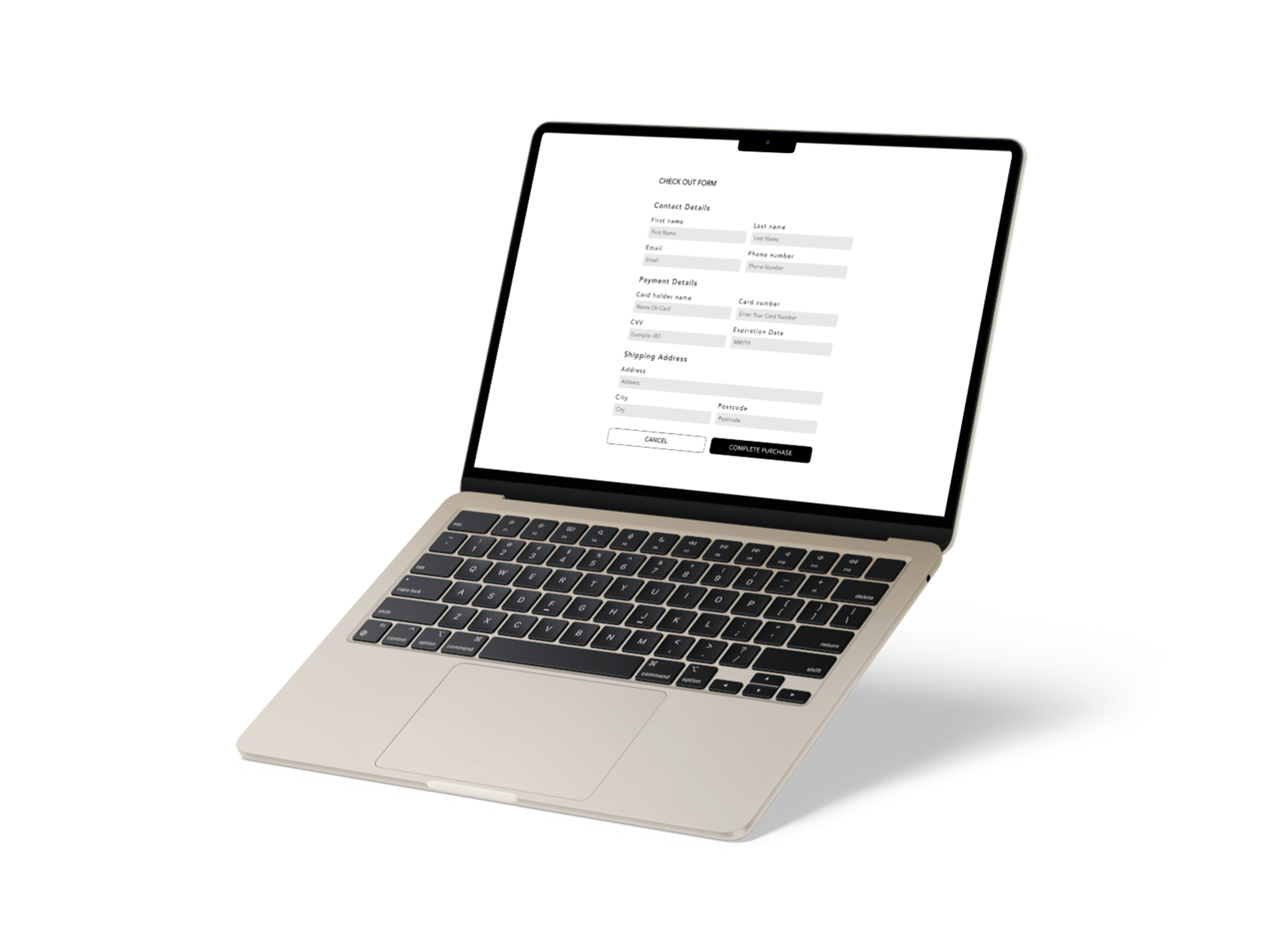 Desktop screen showing evenly spaced registration form with clear labels to reduce cognitive load and support usability.