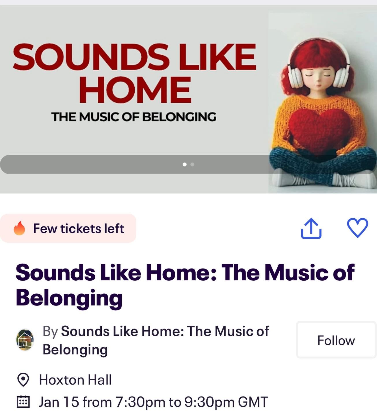 TONIGHT! Sounds Like Home: The Music of Belonging
@hoxtonhall 7.30pm ft. Sounds Like Home choir with @ellen.elgar, and @_yshani

&ldquo;We want the event to be inclusive; tickets are pay-what-you-can. For those of you who feel more comfortable having