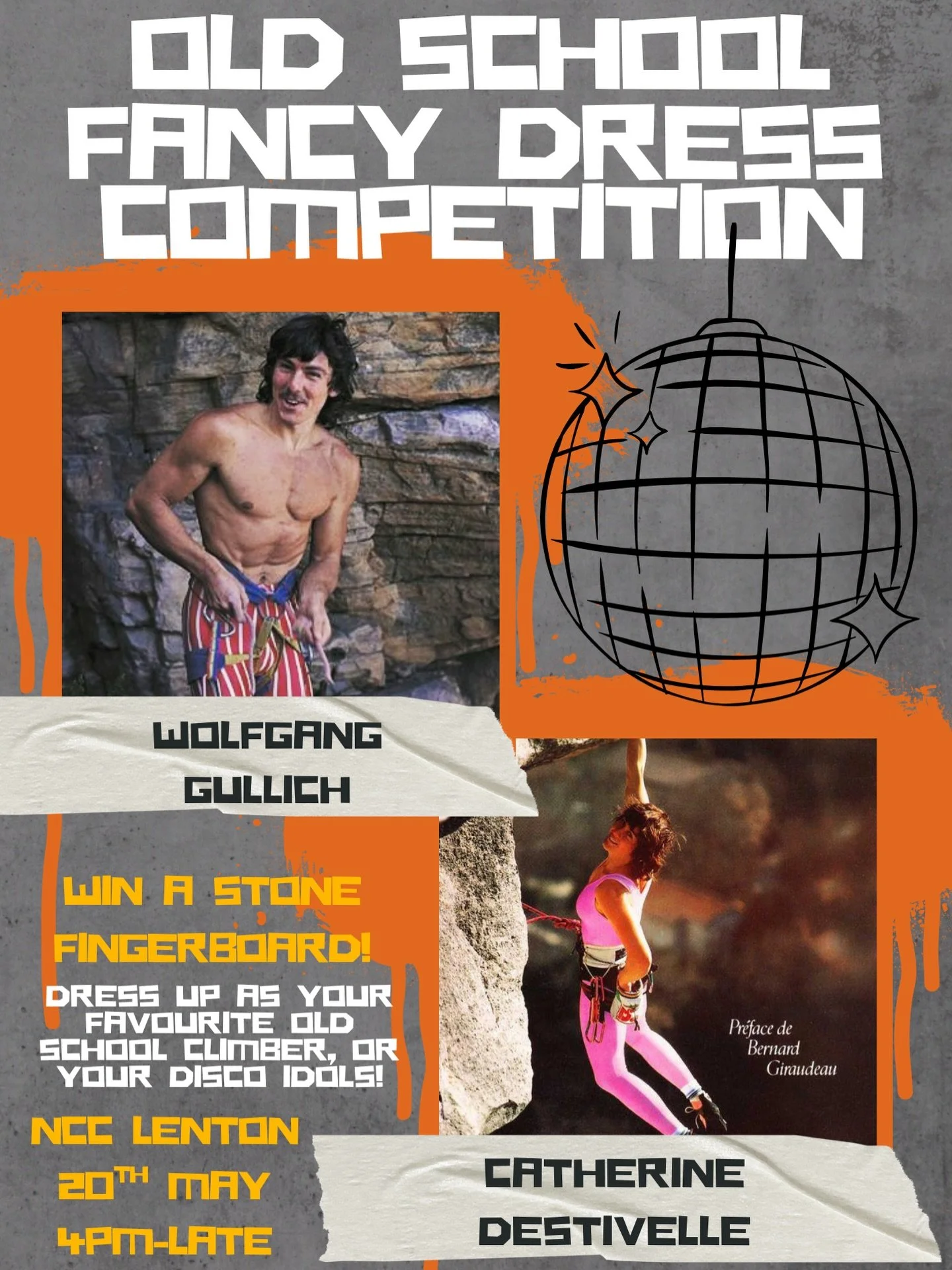 It&rsquo;s been revealed!! Come along to our takeover @nottinghamclimbing.lenton on the 20th of May dressed as your favourite old school climber, or disco idol! We&rsquo;re talking bright colours, whacky patterns, and bonus points if your outfit actu
