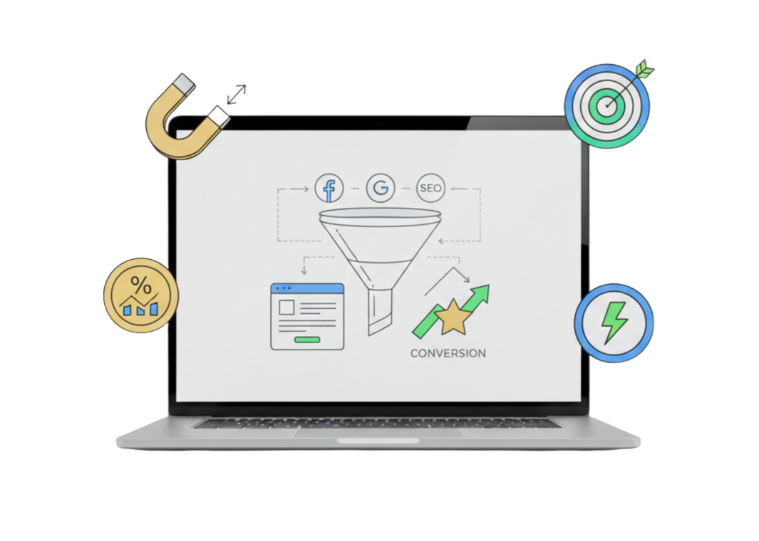 Lead generation funnel ontwerp voor het automatisch genereren van nieuwe zakelijke aanvragen.