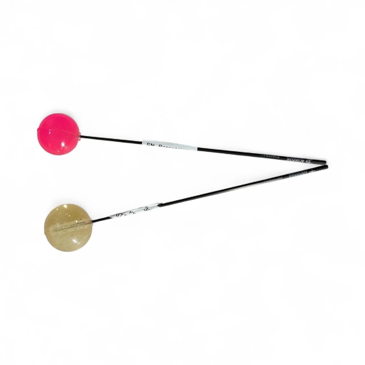 Two medical swab collection kits with one pink and one beige swab, each with a long black handle, arranged on a white background.