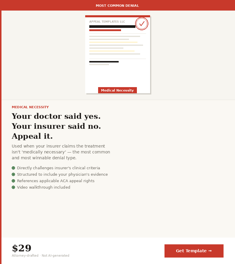 Medical Necessity Appeal Letter Template — Attorney-Drafted