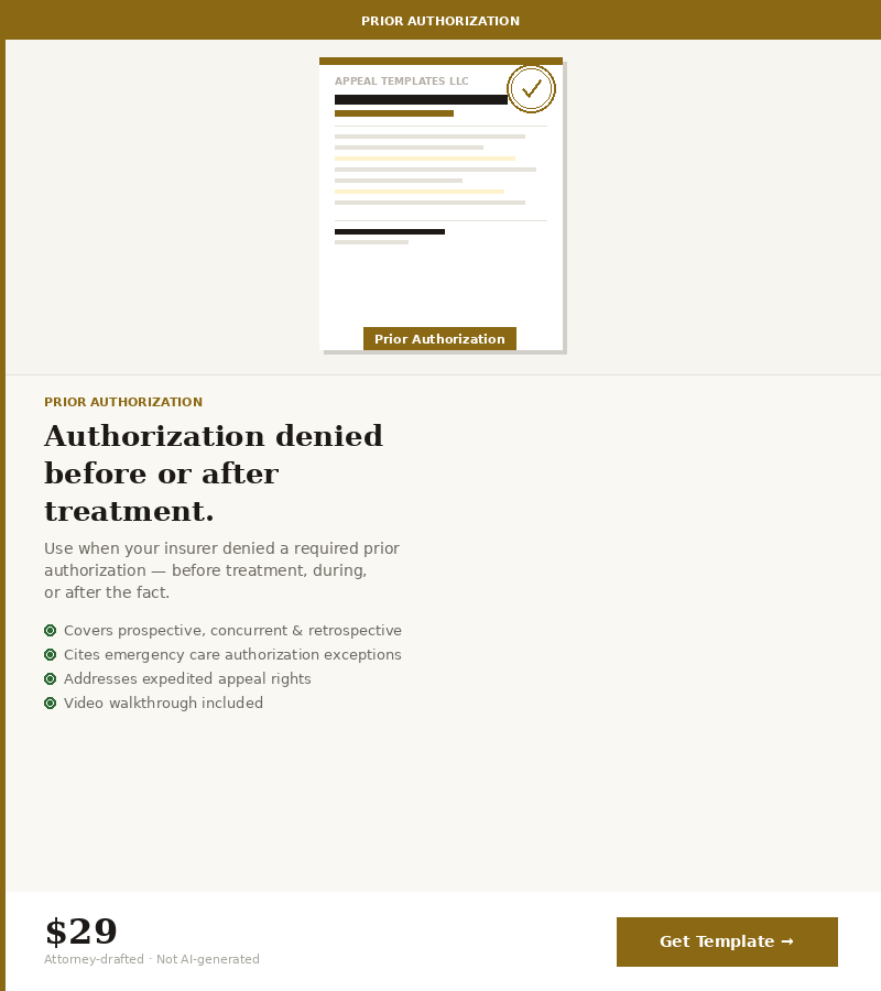 Prior Authorization Denial Appeal Letter Template — Attorney-Drafted