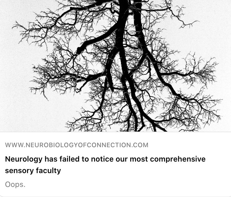 Neurology has failed to notice our most comprehensive sensory faculty. Oops.