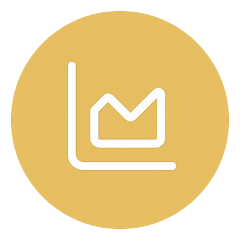 Icon of a  line graph with a downward trend inside a gold circle