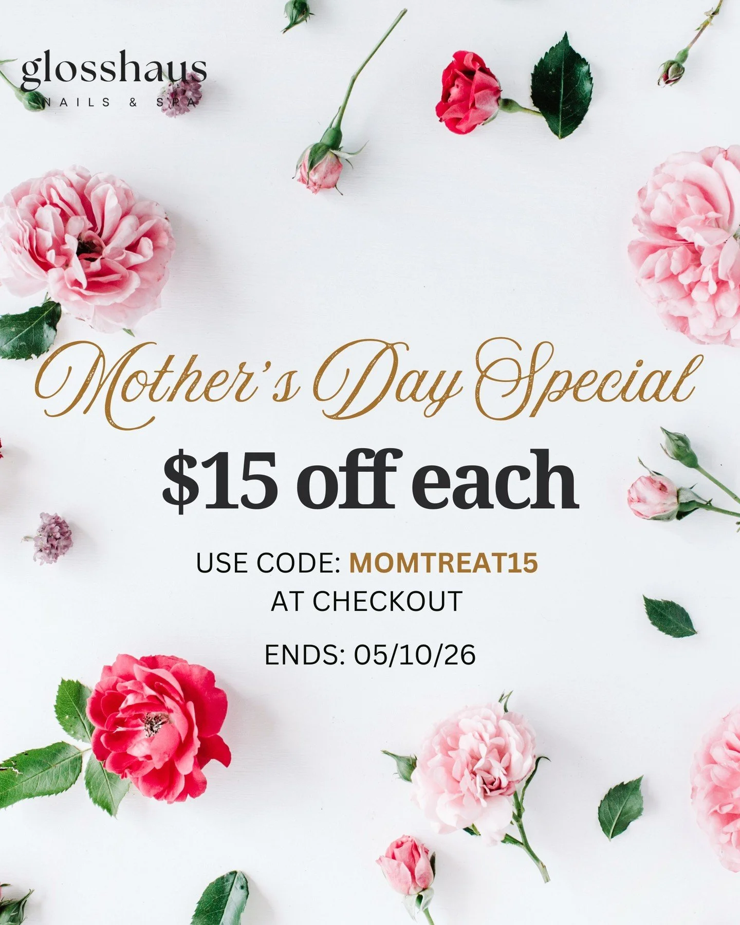 Mother&rsquo;s Day is filling quickly. 💐

Enjoy $15 off each when you bring Mom.
An elevated moment, designed to be shared.

Limited availability through 05/10/26. Reserve your appointments now. Link in Bio. ➚
.
.
.
#MothersDay #SharedMoments #nails