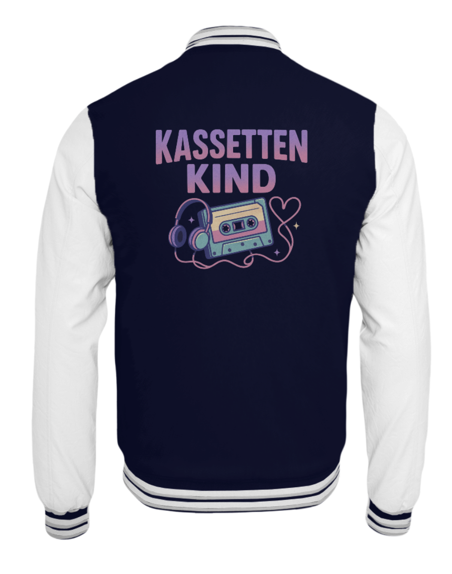 Kassettenkind-Nostalgie-Edition, weiche Collegejacke in Premium-Qualität
