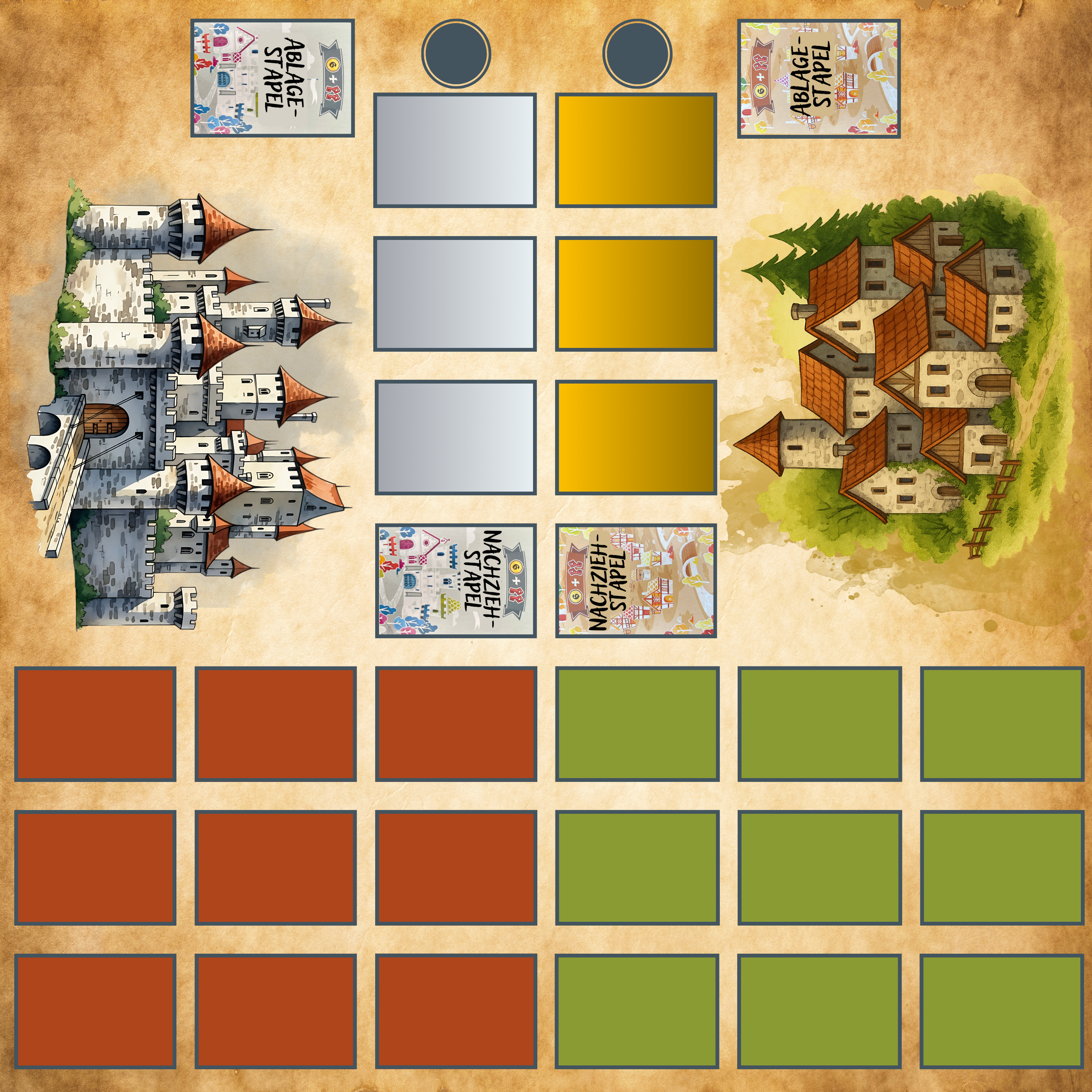 Spielmatte für "Castle Combo" zwei Spieler,  60x60 cm